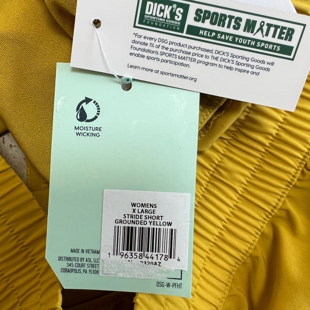 DSG Womens Size XL Mid Rise Running Shorts Lined Grounded Yellow 3in Inseam New - Picture 5 of 5